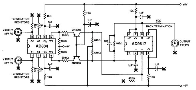 图13. 使用有源电平转换的直流至480 MHz电压控制放大器