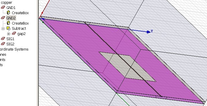 图14 参考GND2 平面开槽的三维几何图形