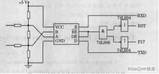 总线驱动芯片和单片机间的间接连接图
