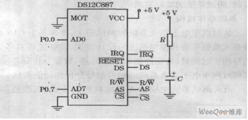 DS12C887 和单片机连接图