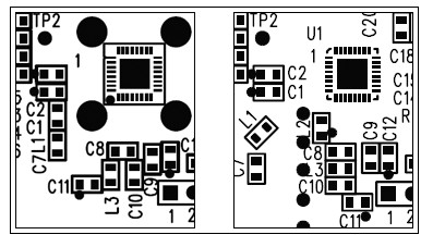图2. 图中所示为两种不同的PCB布局，其中一种布局的元件排列方向不合理（L1和L3），另一种的方向排列则更为合适。