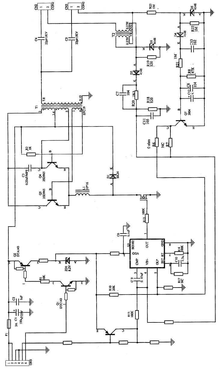 图5 例10 液晶显示器高压电路原理图