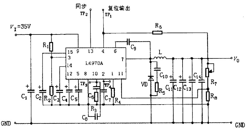 图2 　L4970A 的典型应用电路