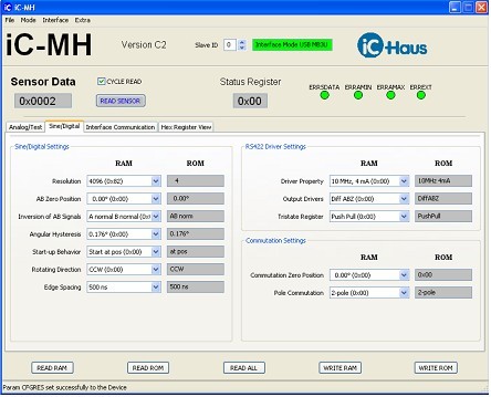 图8:iC-MH磁编码器计算机配置图形用户界面