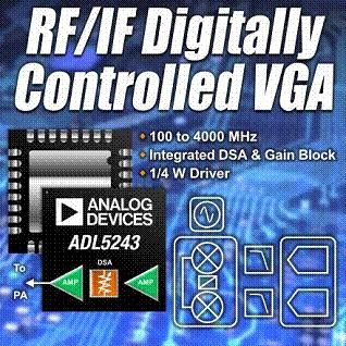 图3:ADI公司的RF/IF VGA集成高性能放大器和数字步进衰减器