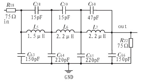图1 视频滤波器电路图