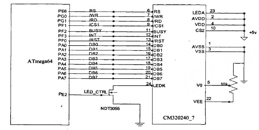 图2液晶模块接口电路
