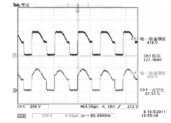 图5 后级MOS管M1&M2的电压、电流波形