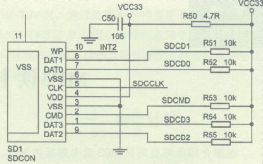 图7 SD卡接口电路。