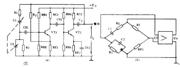 图 5 （ a ）是一种常见的 RC 桥式振荡电路
