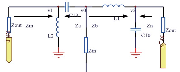 图3 LC 巴伦电路的等效电路
