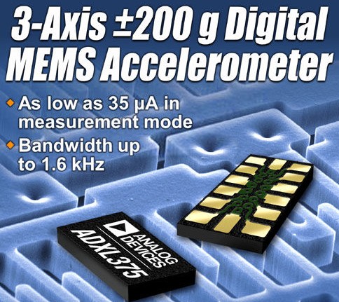 ADI宣布推出全新数字MEMS加速度计--ADXL375