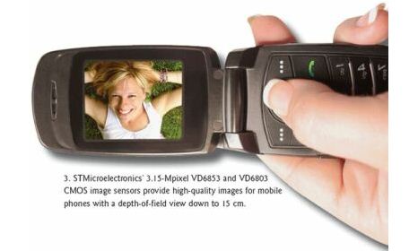 意法微电子公司的315万像素VD6853和VD6803 CMOS图像传感器可以为手机提供高质量的图像，并且景深可浅至15厘米