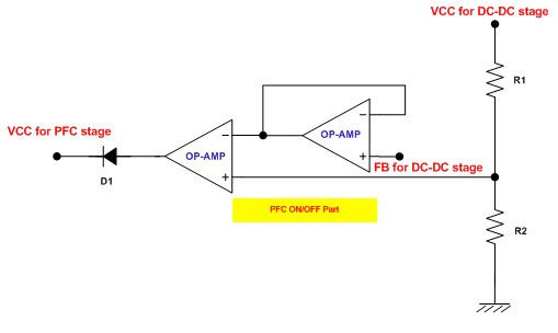 建议的实现PFC级间歇工作的电路