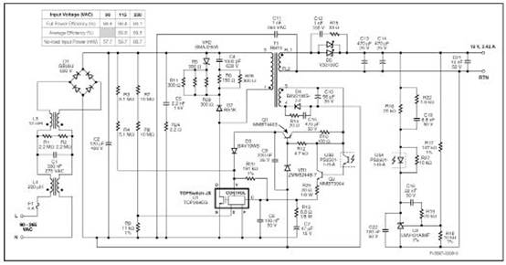 TOPSwitch-JX系列通用输入19V 65W反激电源电路图