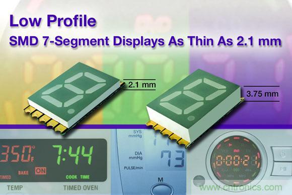 Vishay推出高2.1mm的新款10mm标准SMD 7段LED数码管