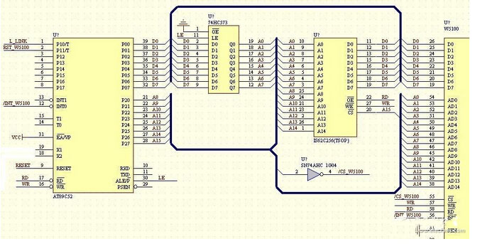 W5100网络接口电子电路设计图
