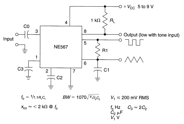 典型NE567音调译码电路