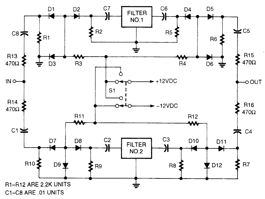 PIN二极管滤波选择电路