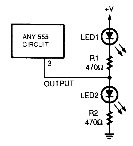 555电路输出指示灯电路
