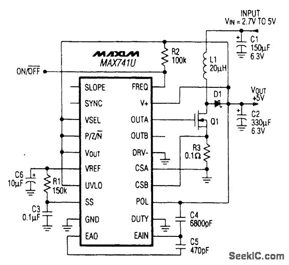 输入为+3~+5V 1A时电压为5V电源电路
