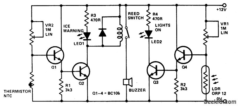 结冰警报和灯提醒电路