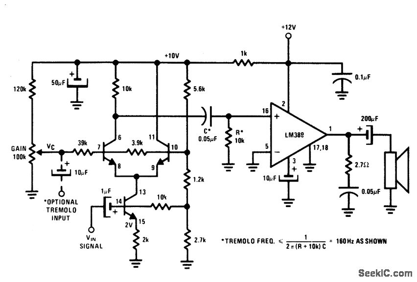 电压控制放大器或颤音电路
