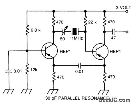 1MHz标准晶体振荡器电路图