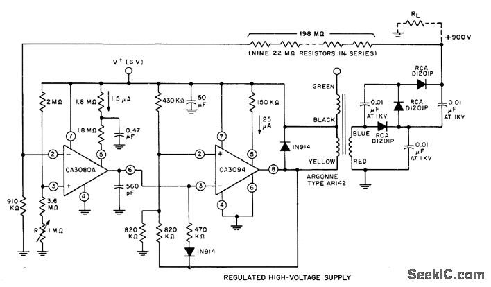稳压从+6V到+900V电路