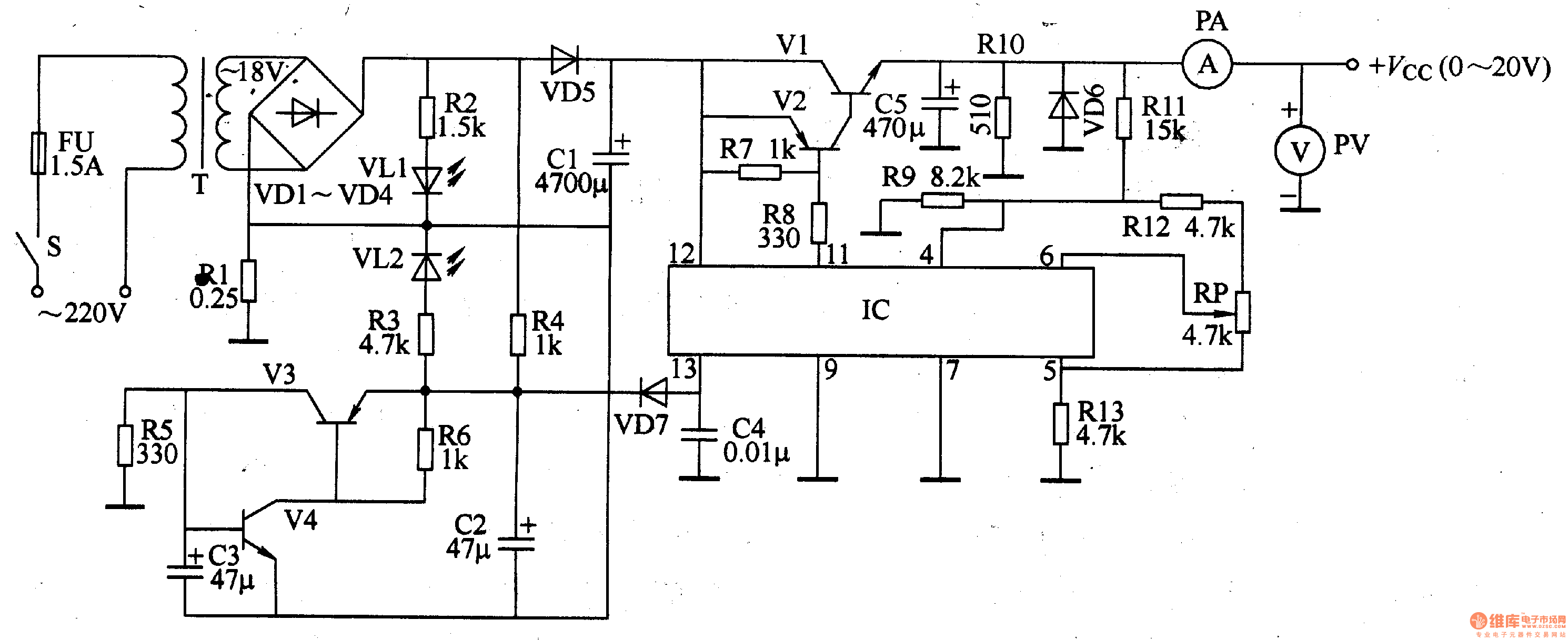 LM338并联可调电路图图片