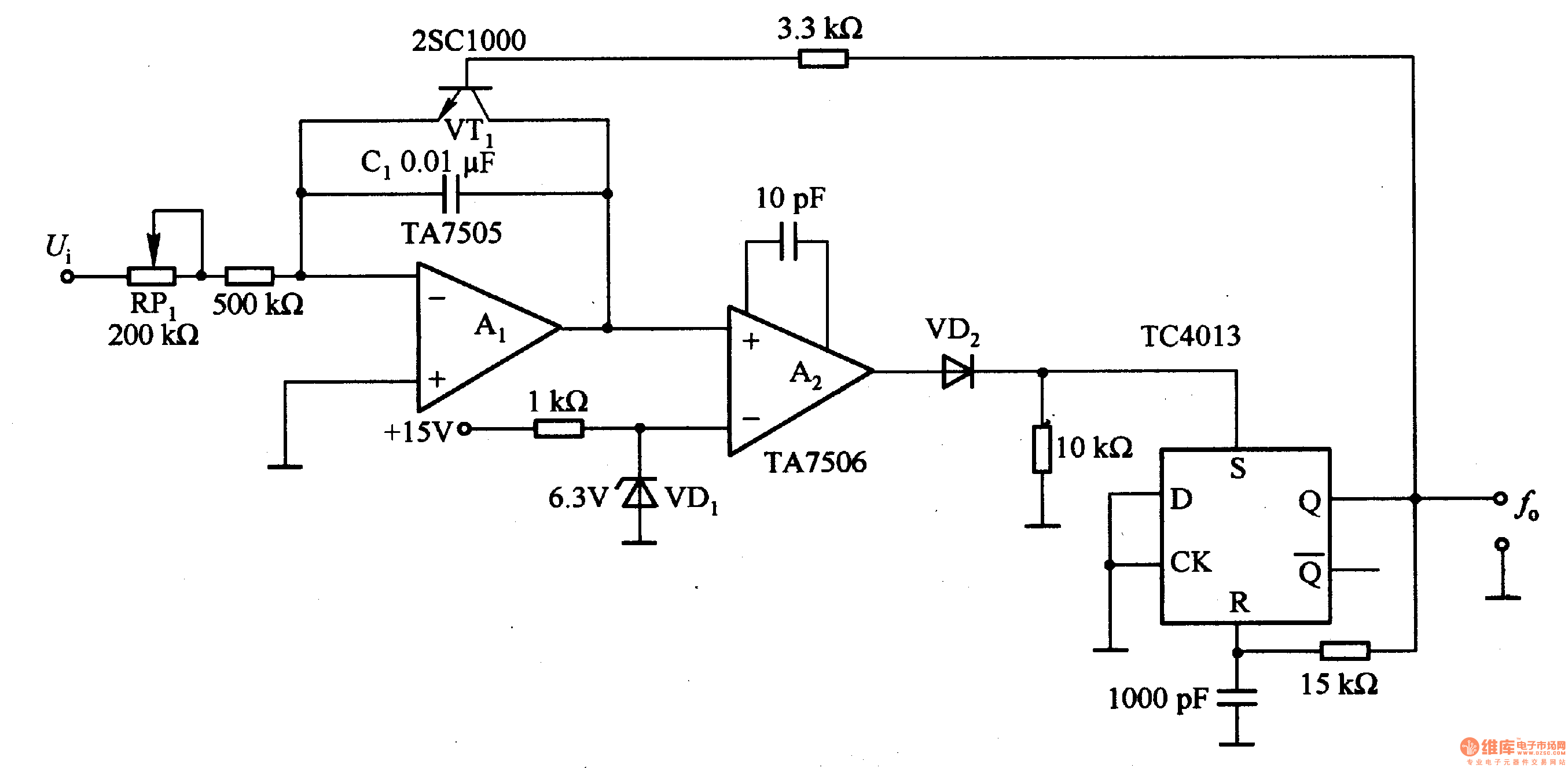 1-3由TA7505等构成的电压/频率转换电路