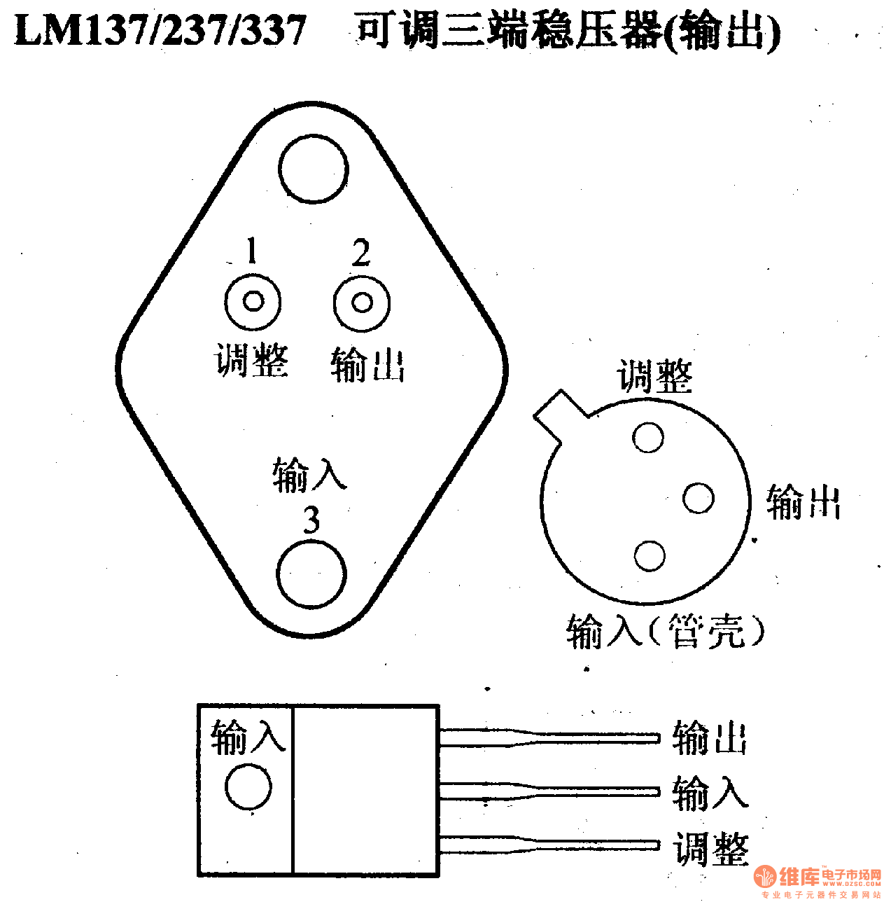 调压器.DC-DC电路和电源监视器引脚及主要特性 LM137/237/337