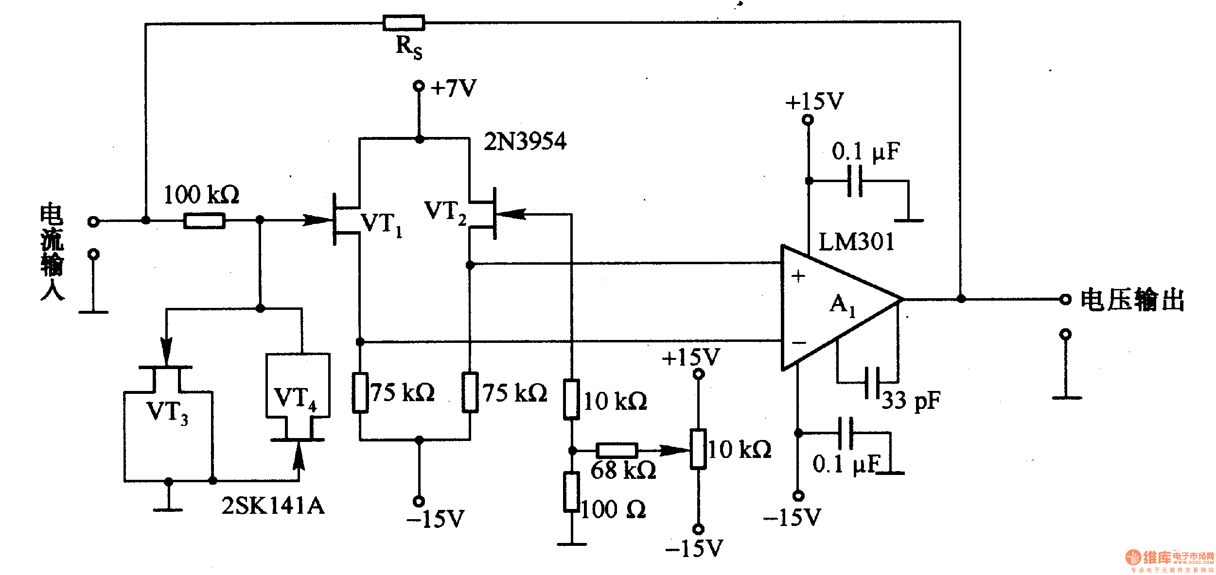 1-35    由LM301等构戎的电流/电压转按电路