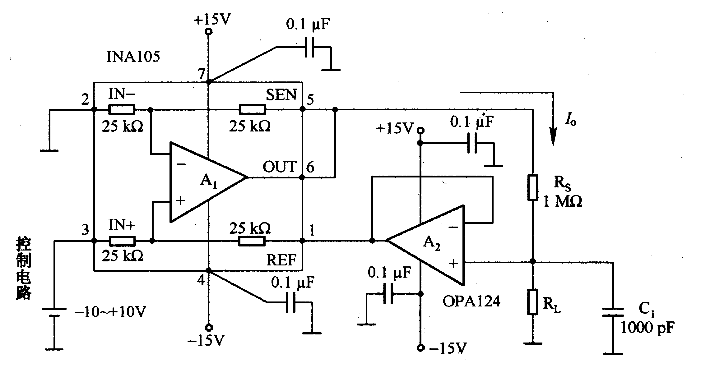 1·55    由INA105等构成的电压/电流转换电路