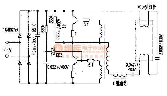 电子镇流器电路图  3300P/630V