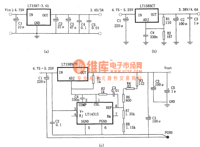 适用于驱动微处理机的稳压电源(LT1587、LT1431S)