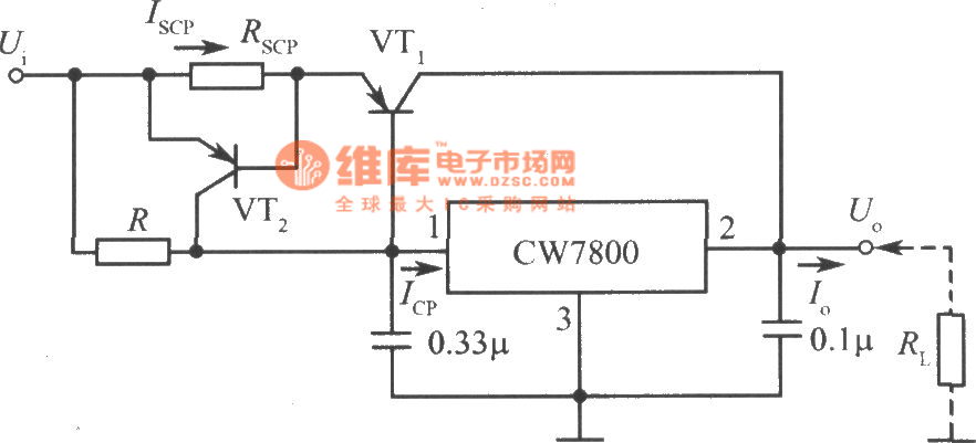 CW7800构成的大电流输出集成稳压电源电路之二