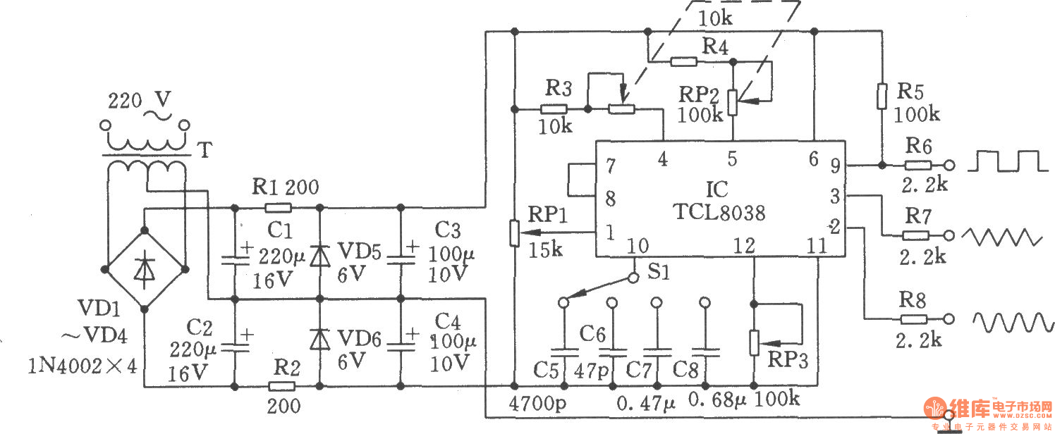 Схема генератора на icl8038
