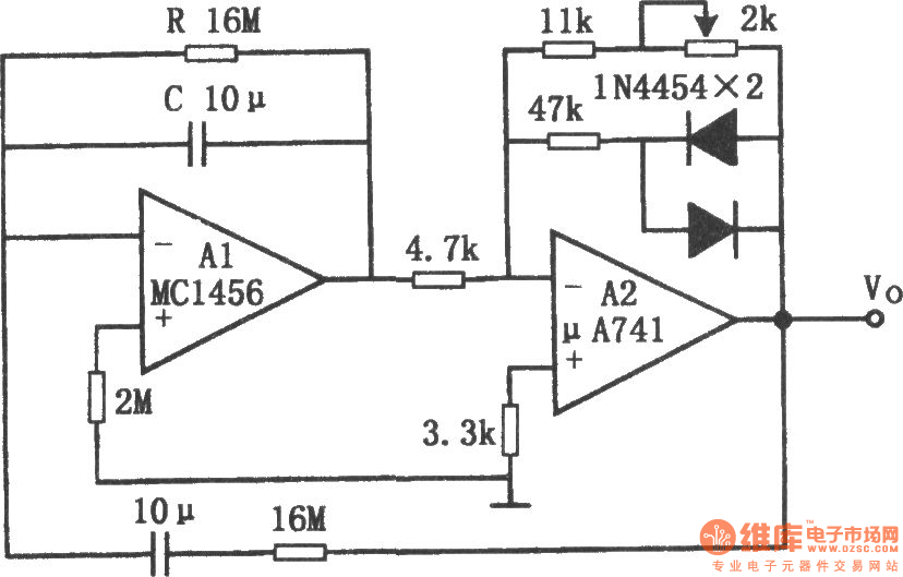 低频文氏电桥正弦波振荡器(MC1456、μA741)