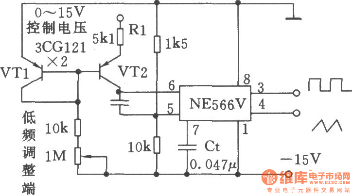 宽范围可控的压控振荡器(NE566V)