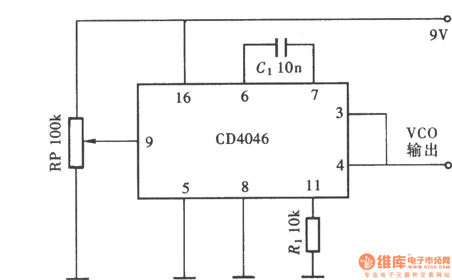用CD4046组成的宽频段压控振荡器