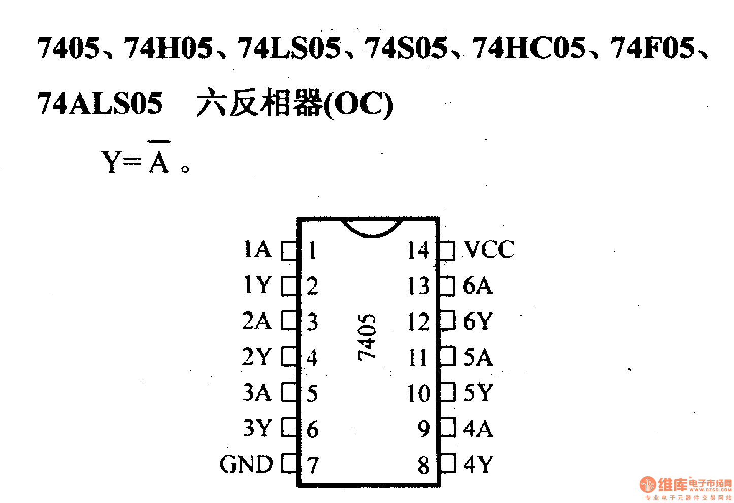 74系列数字电路7405.74H05等六反相器(OC)
