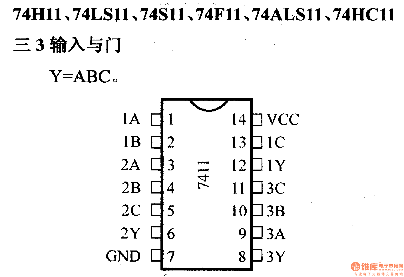 74系列数字电路74H11.74LS11等三3输入与门