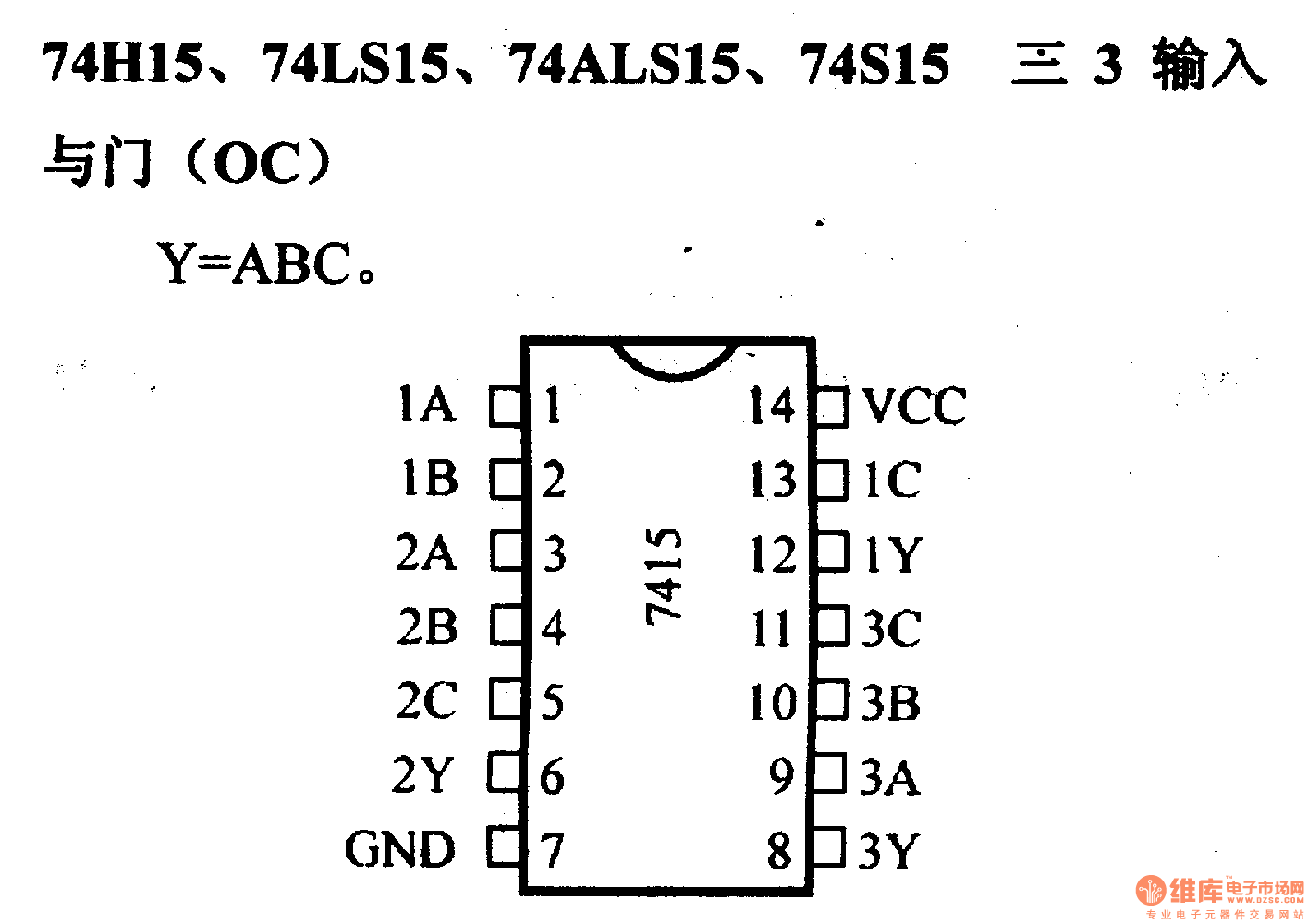 74系列数字电路74H15.74LS15等3输入与非门(OC)