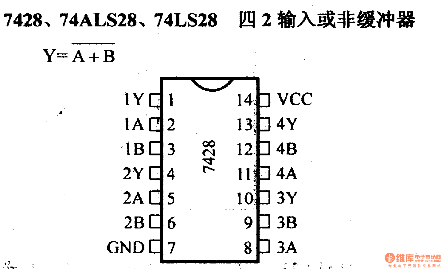 74系列数字电路7428.74ALS28等四2输入或非缓冲器