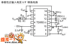 AD650单极性正输入电压V/F转换电路图