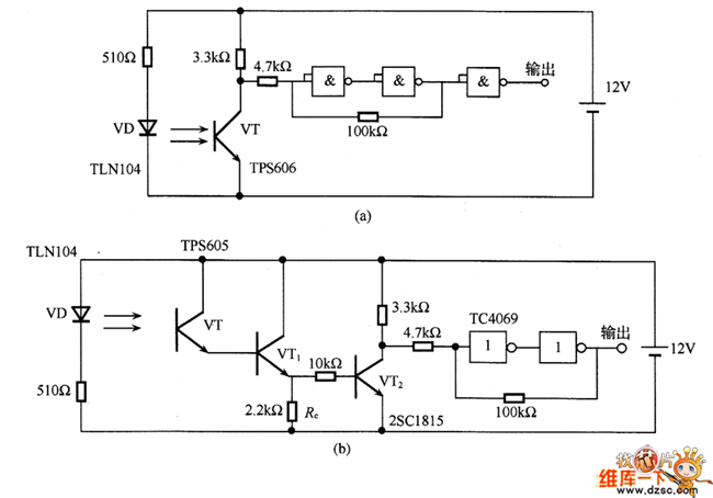用光电继电器检测位置的电路图