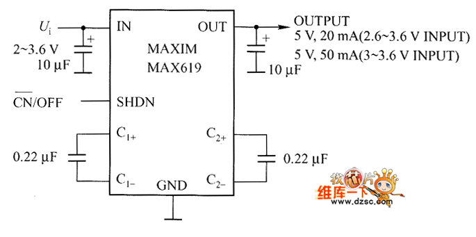 MAX619电容充电泵电路图