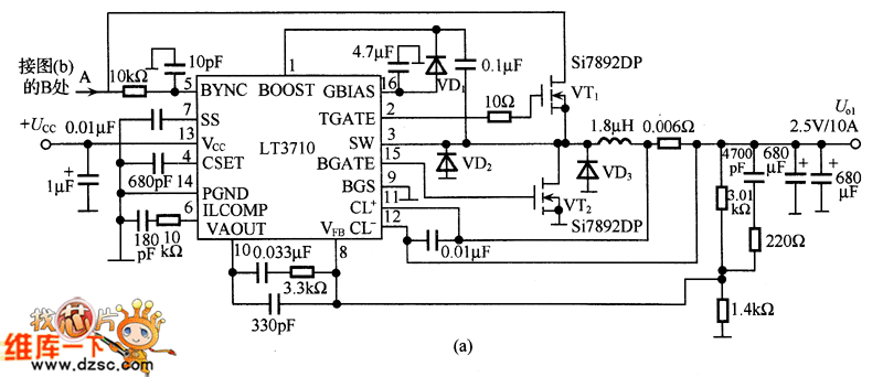 采用LT3710构成的稳压电源电路图