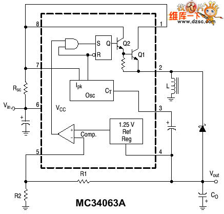 34063用于DC－DC电源变换的电路图
